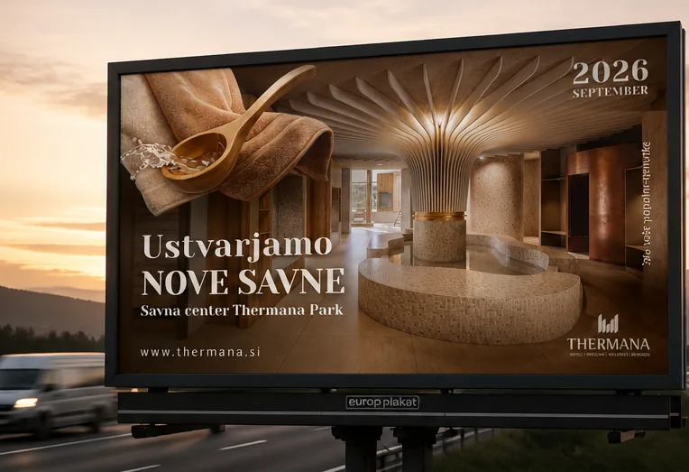 Avtocestni billboard s kampanjo Ustvarjamo nove savne