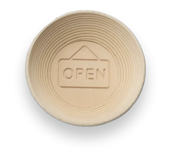 Košara z gravuro: Open
