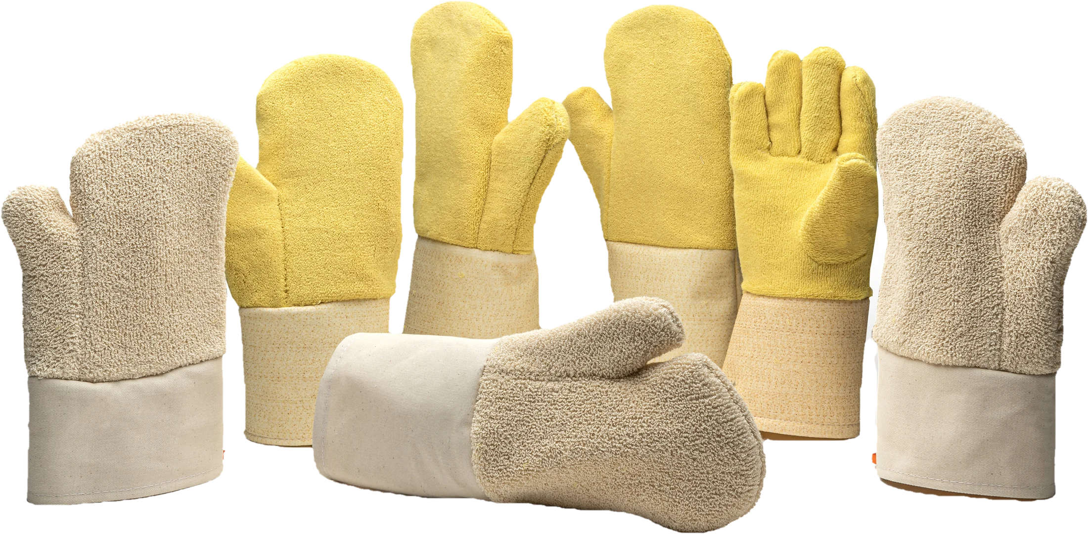 Sedem zaščitnih rokavic Trgopek: frotir in aramid, z dolgimi manšetami